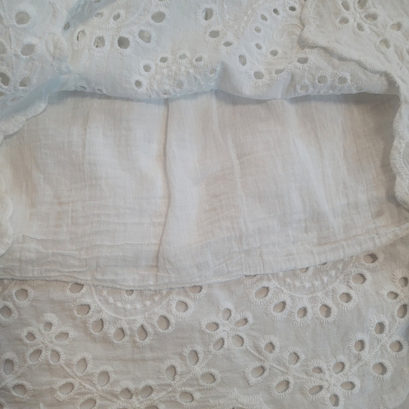 Valentina Naldi White Prairie Paisley Eyelet Cap Sleeve Tunic Top Size Small - Picture 9 of 12